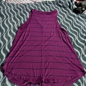 Long purple tank with blue stripes
